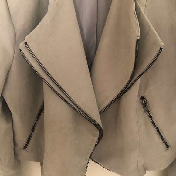 Grey suede moto jacket - Picture 2 of 4
